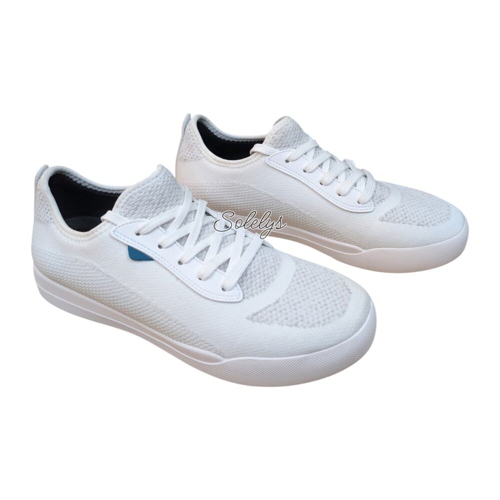 Vessi Weekend Womens 10 Marble White Waterproof Knit Dyma-Tex Lace Up Sneaker - Picture 2 of 9